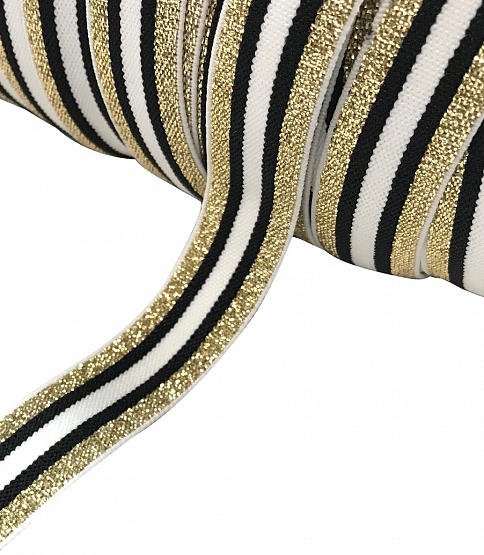25mm Striped Elastic 10 Mtrs Gold